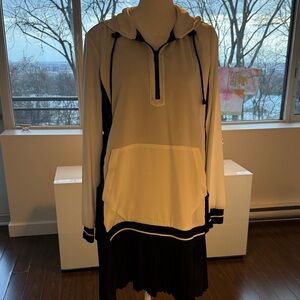 RUDSAK Black and Cream Hooded pleated dress